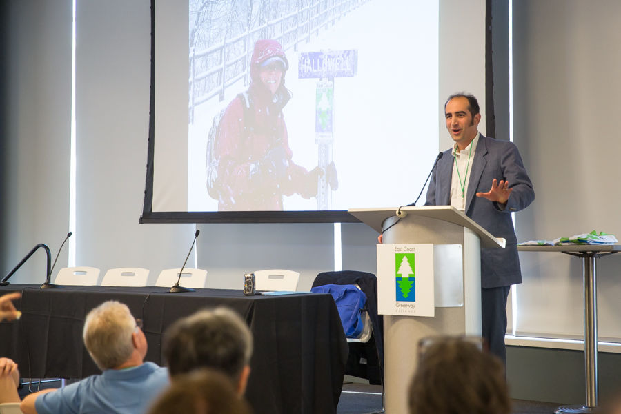 Executive Director Dennis Markatos-Soriano welcome attendees Thursday night at Convene in Cira Centre.