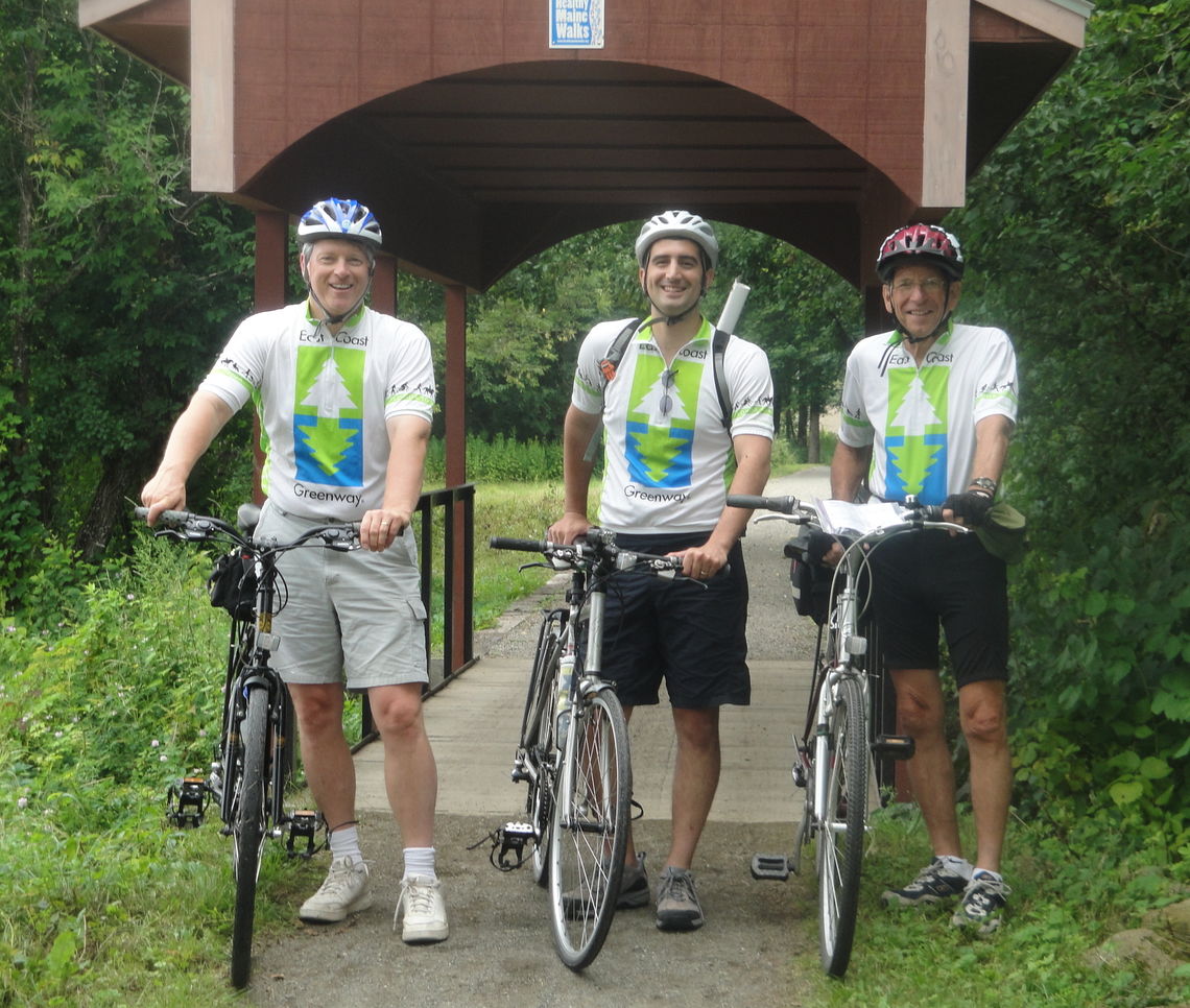 2011: Dennis on first Week A Year Tour in Maine with Dave Read, left, and Dave's father, right.