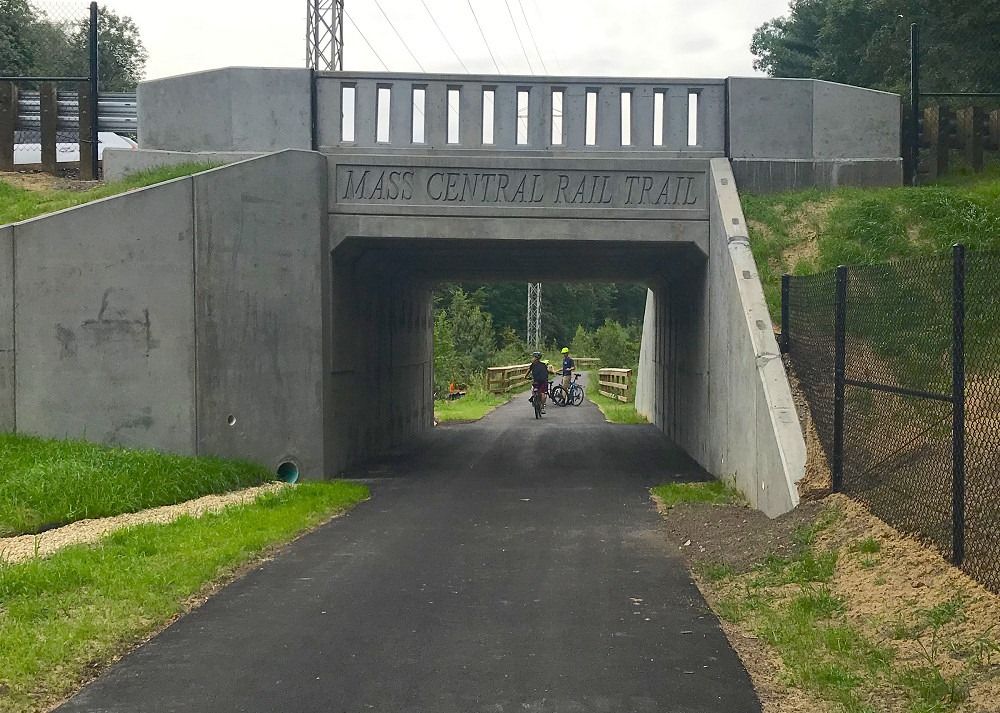 MA: New bike-ped tunnel, part of 0.3 mile designation of Mass Central Rail Trail in Weston.